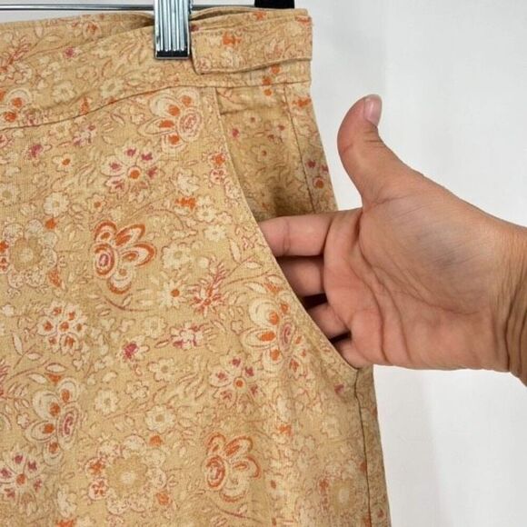 Vintage Woolrich Wicker Floral Linen Blend Crop Capri Pants Orange yellow Size 8 - Picture 7 of 12